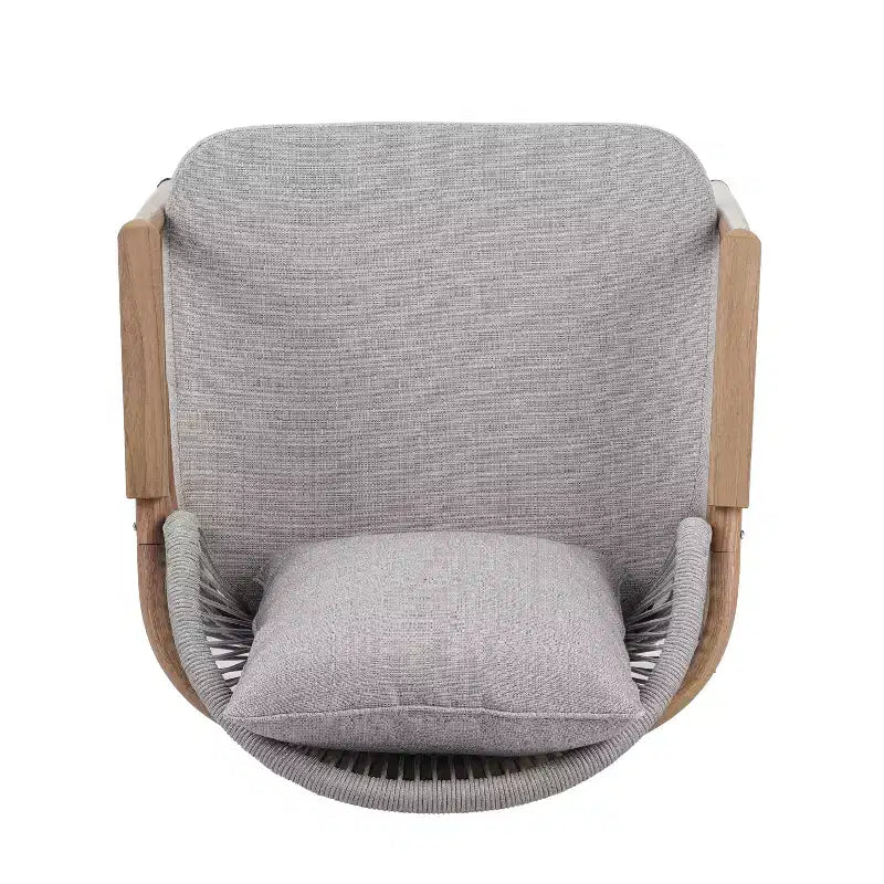 ModernLuxe Outdoor Rope Club Chair Patio Armchair, Weather-Resistant Iron Frame & Cushion, Rustic-Modern Style