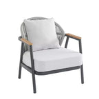 ModernLuxe Outdoor Rope Club Chair Patio Armchair, Weather-Resistant Iron Frame & Cushion, Rustic-Modern Style