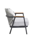 ModernLuxe Outdoor Rope Club Chair Patio Armchair, Weather-Resistant Iron Frame & Cushion, Rustic-Modern Style