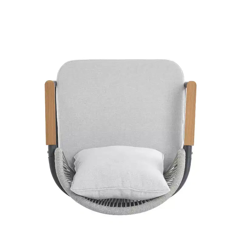 ModernLuxe Outdoor Rope Club Chair Patio Armchair, Weather-Resistant Iron Frame & Cushion, Rustic-Modern Style