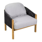 ModernLuxe Outdoor Rope Club Chair Patio Armchair Modern Accent Chair, Weather-Resistant Acacia Wood Frame & Cushion (Set of 1/2)