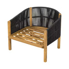 ModernLuxe Outdoor Rope Club Chair Patio Armchair Modern Accent Chair, Weather-Resistant Acacia Wood Frame & Cushion (Set of 1/2)