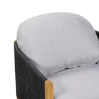 ModernLuxe Outdoor Rope Club Chair Patio Armchair Modern Accent Chair, Weather-Resistant Acacia Wood Frame & Cushion (Set of 1/2)