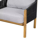 ModernLuxe Outdoor Rope Club Chair Patio Armchair Modern Accent Chair, Weather-Resistant Acacia Wood Frame & Cushion (Set of 1/2)
