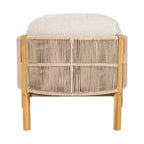 ModernLuxe Outdoor Rope Club Chair Patio Armchair Modern Accent Chair, Weather-Resistant Acacia Wood Frame & Cushion (Set of 1/2)