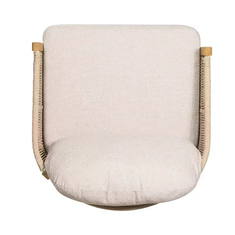 ModernLuxe Outdoor Rope Club Chair Patio Armchair Modern Accent Chair, Weather-Resistant Acacia Wood Frame & Cushion (Set of 1/2)