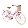 NAYSAYE Bicicletta Cruiser da 24 pollici per ragazze, bici ibrida da città con velocità, per ragazzi di 7-10+ anni, con cestino in vimini e portapacchi posteriore, bicicletta da bambino