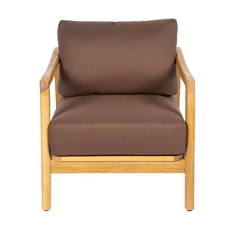 Christopher Knight Home Ritu Modern Acacia Wood Patio Club Chair with Rope Back Detail and Cushion