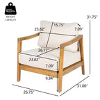 Christopher Knight Home Ritu Modern Acacia Wood Patio Club Chair with Rope Back Detail and Cushion