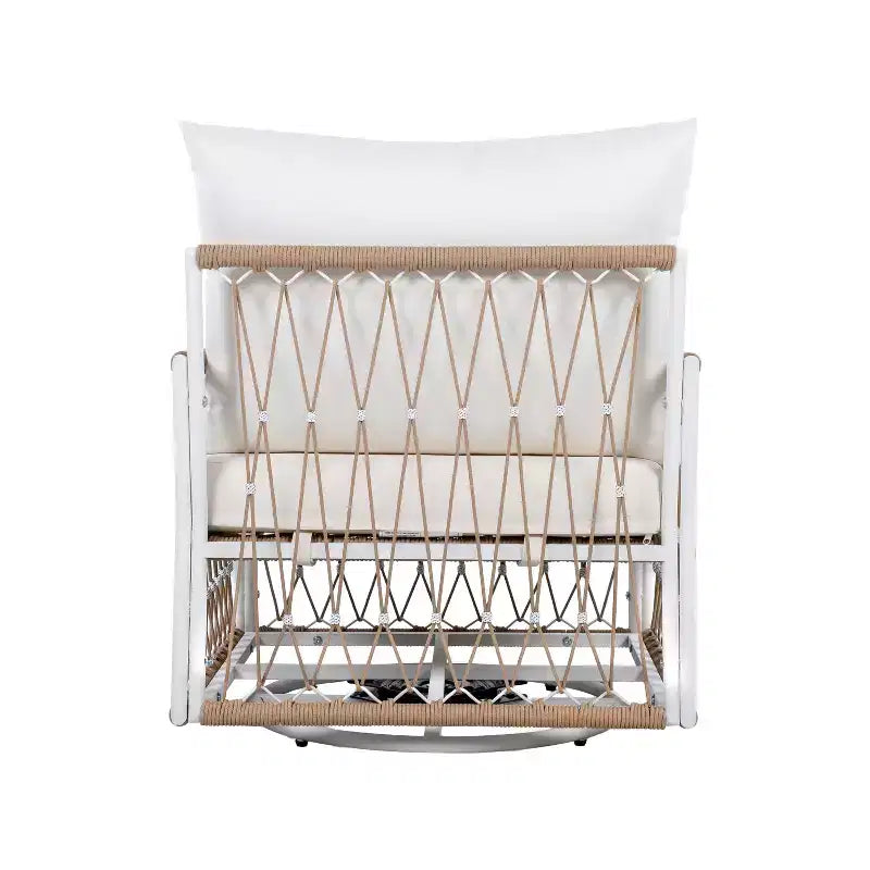 Set of 2 Outdoor Lounge Chair Patio 360Swivel Accent Chair Bohemian Armchair Patio Seat with Waterproof Cushion & Weather-Resistant Frame -ModernLuxe