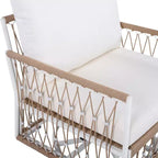 Set of 2 Outdoor Lounge Chair Patio 360Swivel Accent Chair Bohemian Armchair Patio Seat with Waterproof Cushion & Weather-Resistant Frame -ModernLuxe