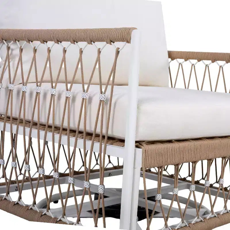 Set of 2 Outdoor Lounge Chair Patio 360Swivel Accent Chair Bohemian Armchair Patio Seat with Waterproof Cushion & Weather-Resistant Frame -ModernLuxe