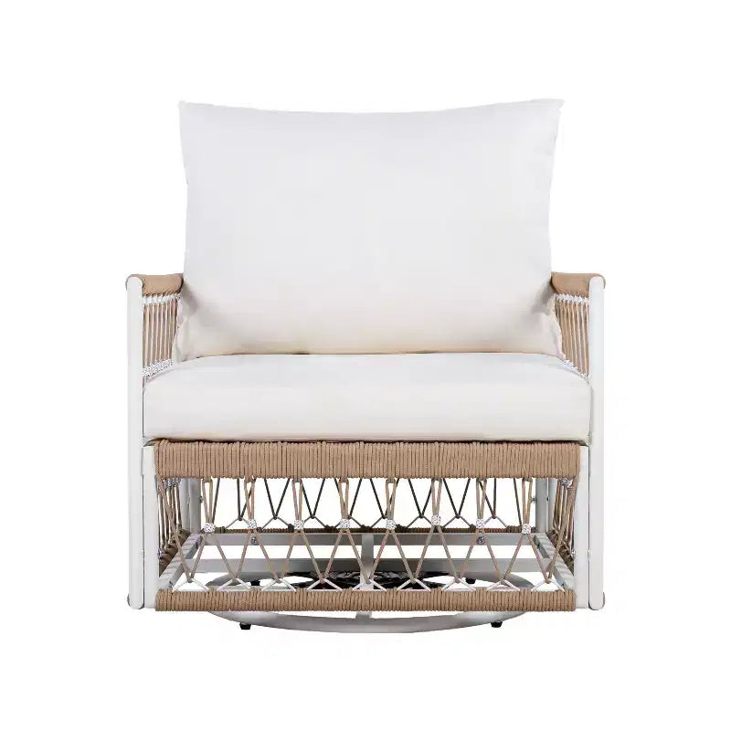 Set of 2 Outdoor Lounge Chair Patio 360Swivel Accent Chair Bohemian Armchair Patio Seat with Waterproof Cushion & Weather-Resistant Frame -ModernLuxe