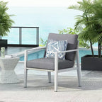 Silver Aluminum Lounge Chair with Rope Accents and Comfortable Cushions, for Modern Outdoor and Indoor Spaces