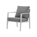 Silver Aluminum Lounge Chair with Rope Accents and Comfortable Cushions, for Modern Outdoor and Indoor Spaces