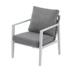 Silver Aluminum Lounge Chair with Rope Accents and Comfortable Cushions, for Modern Outdoor and Indoor Spaces