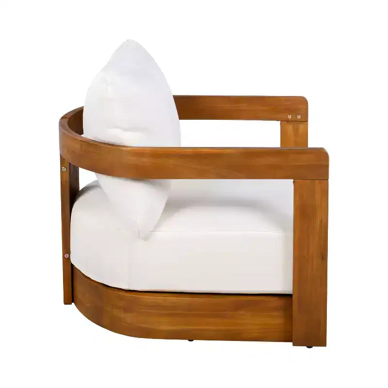 Set di 2 sedie a sdraio da esterno premium in legno di acacia con design curvo e cuscini resistenti all'acqua