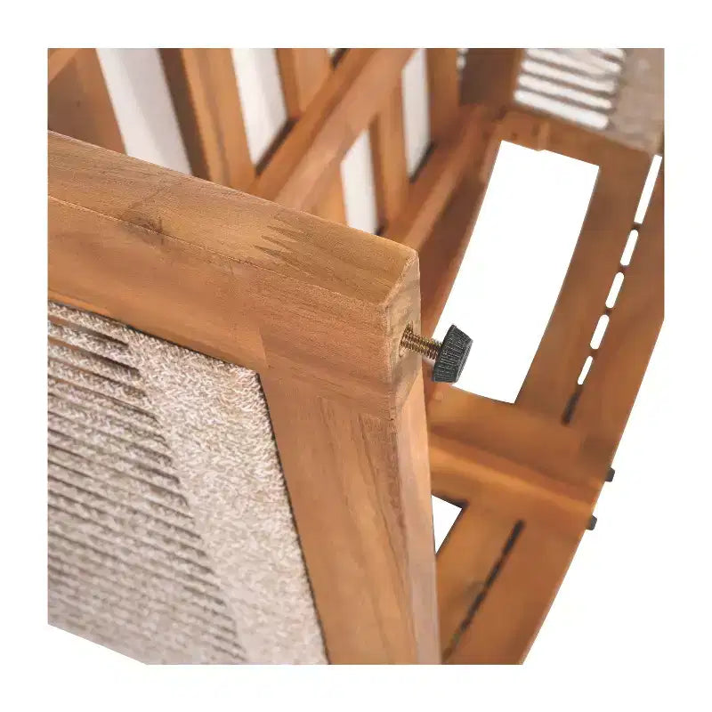 Poltrona da esterno Premium in legno di acacia con inserti in corda intrecciata, cuscini resistenti all'acqua, per patio