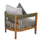 Acacia Wood Outdoor Club Chair with Handwoven Rope Accents and Curved Backrest, Removable Cushions, for Patio