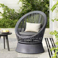 26.7-Inch Modern Swivel Wicker Lounge Chair with Rattan and Iron Frame, for Patio or Living Room