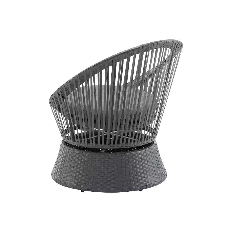 26.7-Inch Modern Swivel Wicker Lounge Chair with Rattan and Iron Frame, for Patio or Living Room
