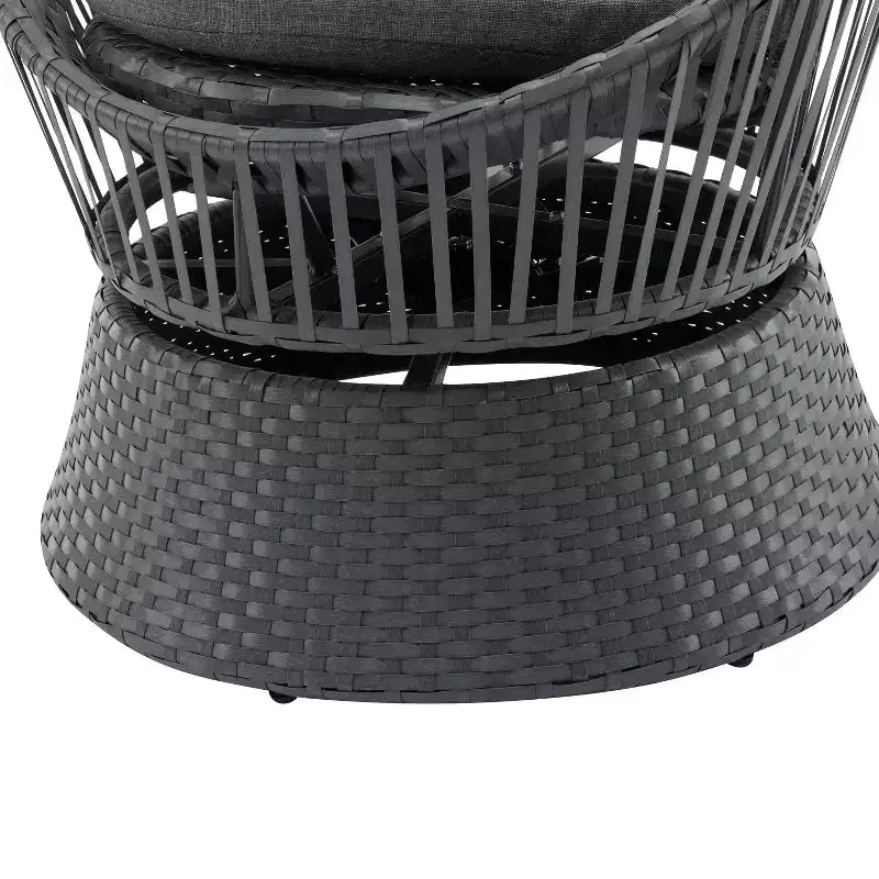 26.7-Inch Modern Swivel Wicker Lounge Chair with Rattan and Iron Frame, for Patio or Living Room