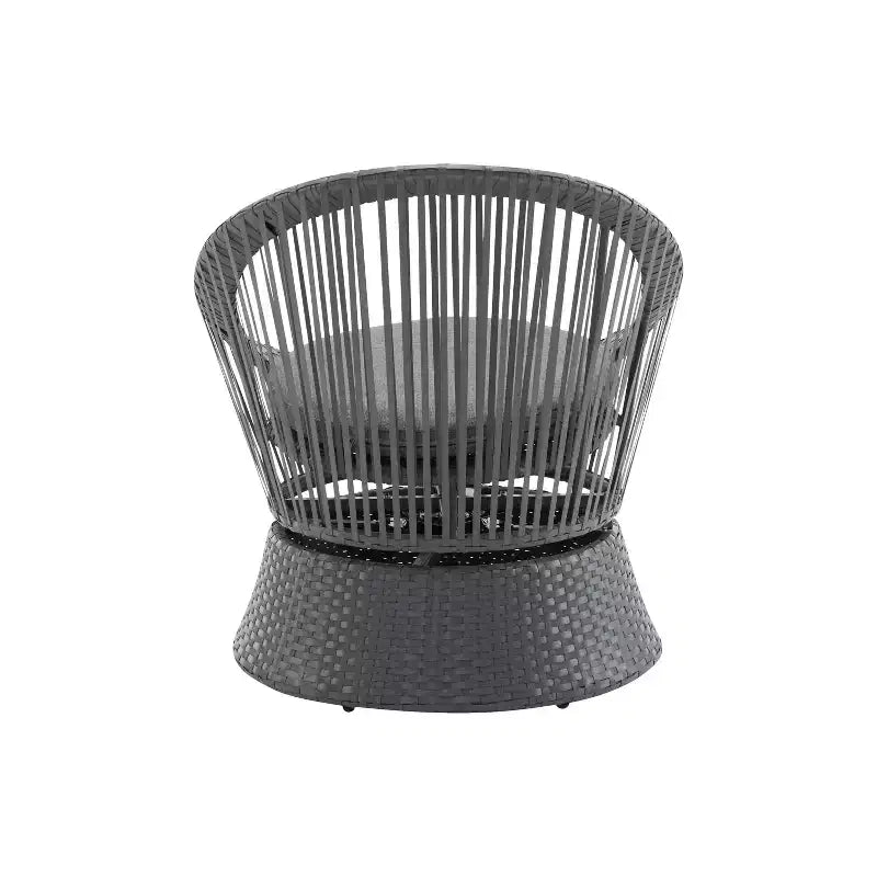 26.7-Inch Modern Swivel Wicker Lounge Chair with Rattan and Iron Frame, for Patio or Living Room