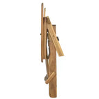 Zeus & Ruta Folding Adirondack Chair, Outdoor Wooden Lounge Chair with Slatted Back & Wide Armrests, Teak Finish