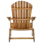 Zeus & Ruta Folding Adirondack Chair, Outdoor Wooden Lounge Chair with Slatted Back & Wide Armrests, Teak Finish