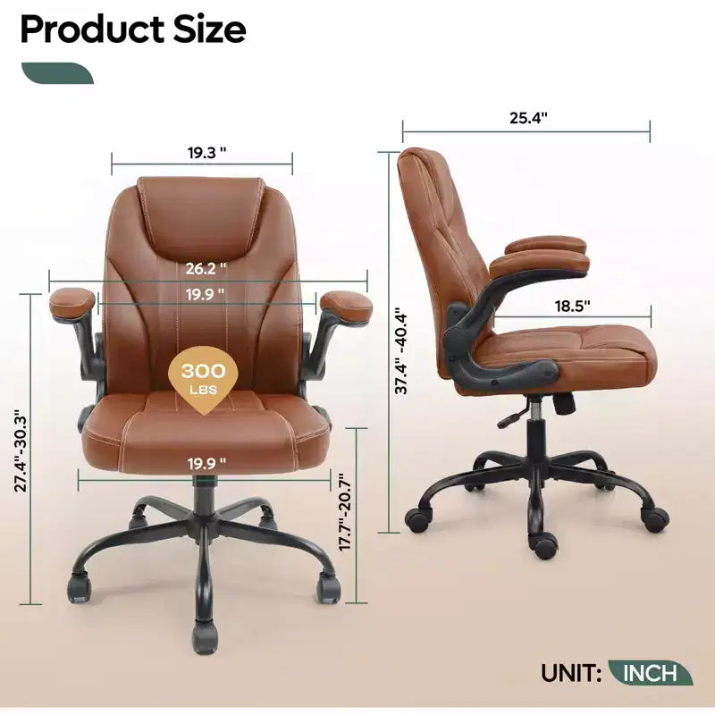 Sedia da ufficio ergonomica Pinmoco con cuscino a doppio strato, sedia da gaming con ruote e braccioli ribaltabili, in pelle PU