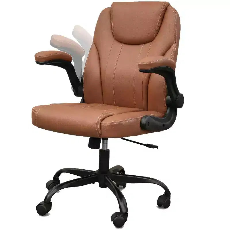 Sedia da ufficio ergonomica Pinmoco con cuscino a doppio strato, sedia da gaming con ruote e braccioli ribaltabili, in pelle PU