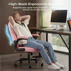 Sedia da ufficio ergonomica Pinmoco con cuscino a doppio strato, sedia da gaming con ruote e braccioli ribaltabili, in pelle PU