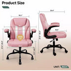 Sedia da ufficio ergonomica Pinmoco con cuscino a doppio strato, sedia da gaming con ruote e braccioli ribaltabili, in pelle PU