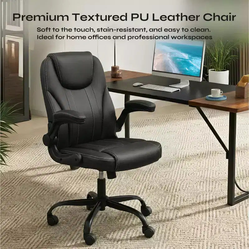 Sedia da ufficio ergonomica Pinmoco con cuscino a doppio strato, sedia da gaming con ruote e braccioli ribaltabili, in pelle PU