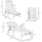 Outdoor Chaise Lounge, 5 Level Adjustable Backrest Lounge Chair with Wheels, Folding Tanning Chair for Pool, Beach, Patio, Garden, White