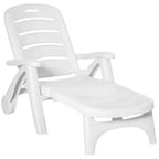 Sdraio da esterno, sedia a sdraio regolabile su 5 livelli con ruote, lettino prendisole pieghevole per piscina, spiaggia, patio, giardino, bianco
