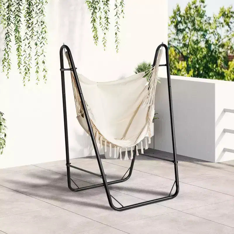 Sedia a Dondolo con Supporto a U, Amaca con Tasca Laterale, Bianco Crema