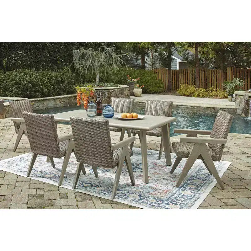 Signature Design by Ashley Haven Retreat Outdoor Armchairs, Set of 2, All-Weather Wicker with Cushions, Beige