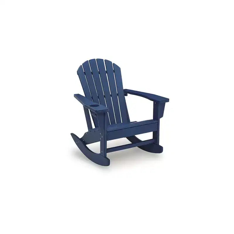 Signature Design by Ashley Sundown Treasure Outdoor Adirondack Rocking Chair, MEGA-TUFF HDPE, Blue