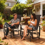 Gliding Lounger Chair Set of 2, Single Rockers with Lightweight Metal & Mesh Construction