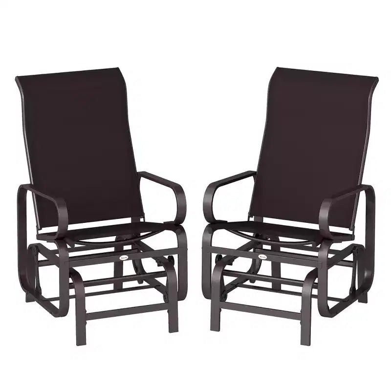 Gliding Lounger Chair Set of 2, Single Rockers with Lightweight Metal & Mesh Construction