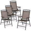 Gymax 2PC/4PC Foldable Patio Sling Chairs with Armrests - Portable Dining Chair Set