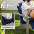 Set of 4 Outdoor Chair Cushions, High Back Adirondack Chair Cushion with Ties, High-Density Foam