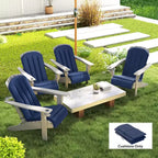 Set of 4 Outdoor Chair Cushions, High Back Adirondack Chair Cushion with Ties, High-Density Foam