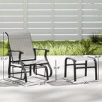 Dondolo da esterno con pouf, set di sedie a dondolo da patio con schienale alto, seduta ampia per portico, giardino, cortile