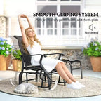Dondolo da esterno con pouf, set di sedie a dondolo da patio con schienale alto, seduta ampia per portico, giardino, cortile