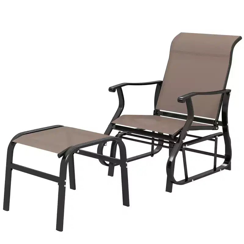 Dondolo da esterno con pouf, set di sedie a dondolo da patio con schienale alto, seduta ampia per portico, giardino, cortile
