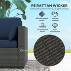 Patio Couch PE Wicker Deep Seating Outdoor Sofa with Removable Cushions, 3 Seater Rattan Sofa, Outdoor Furniture for Balcony, Deck, Garden