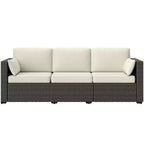 Patio Couch PE Wicker Deep Seating Outdoor Sofa with Removable Cushions, 3 Seater Rattan Sofa, Outdoor Furniture for Balcony, Deck, Garden