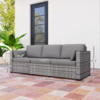 Patio Couch PE Wicker Deep Seating Outdoor Sofa with Removable Cushions, 3 Seater Rattan Sofa, Outdoor Furniture for Balcony, Deck, Garden